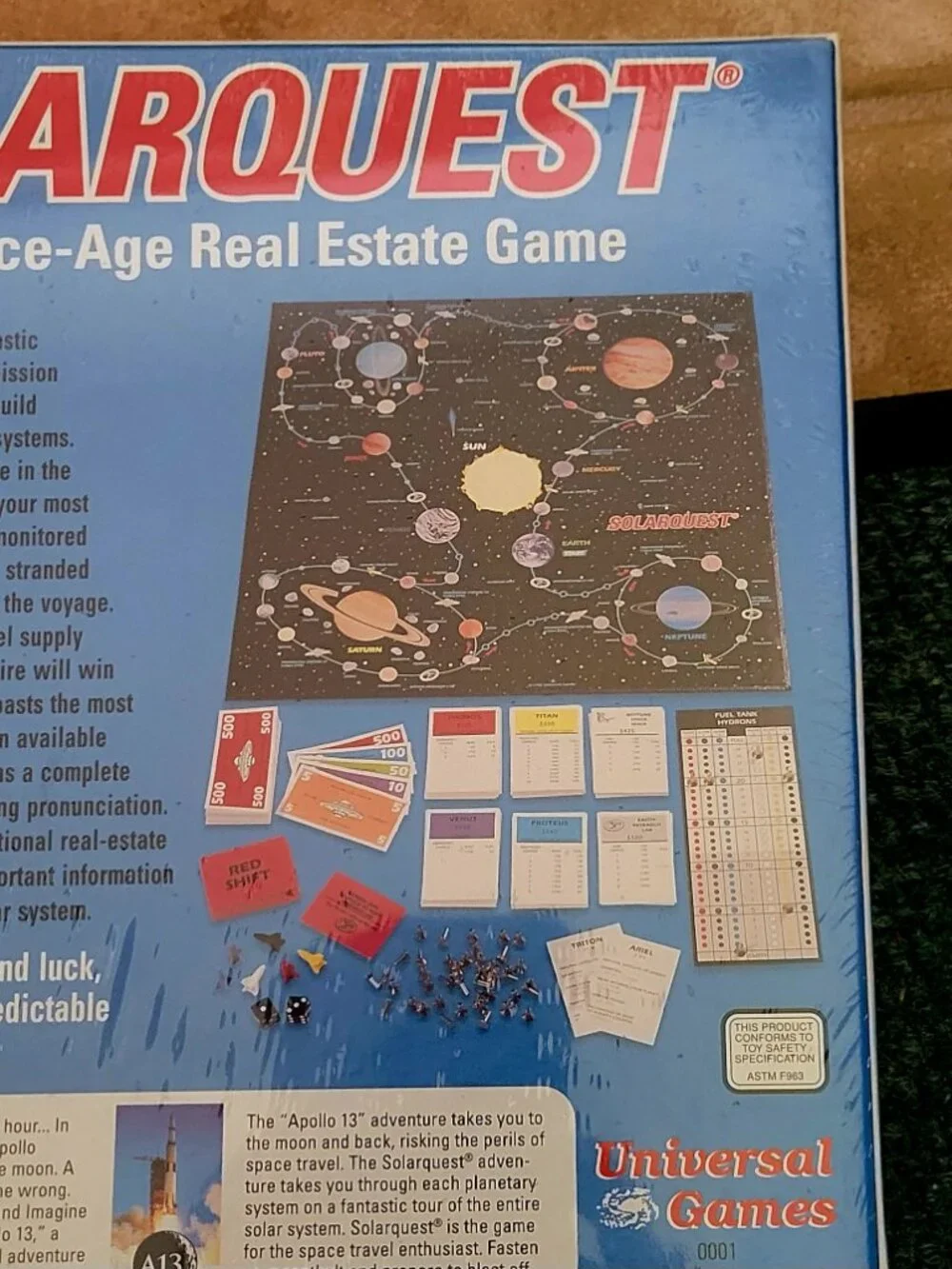 Vintage 1995 SOLARQUEST Apollo 13 Edition Space Age Real Estate Game New Sealed